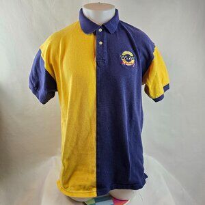 Vintage Chevy Racing Polo Shirt Mens Large Blue Yellow Colorblock Motorsports A3